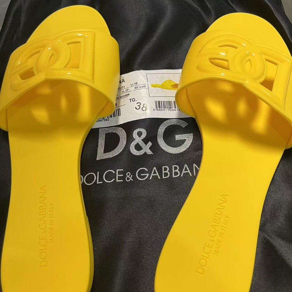 Dolce & Gabbana Yellow Slide Sandals - Size 38